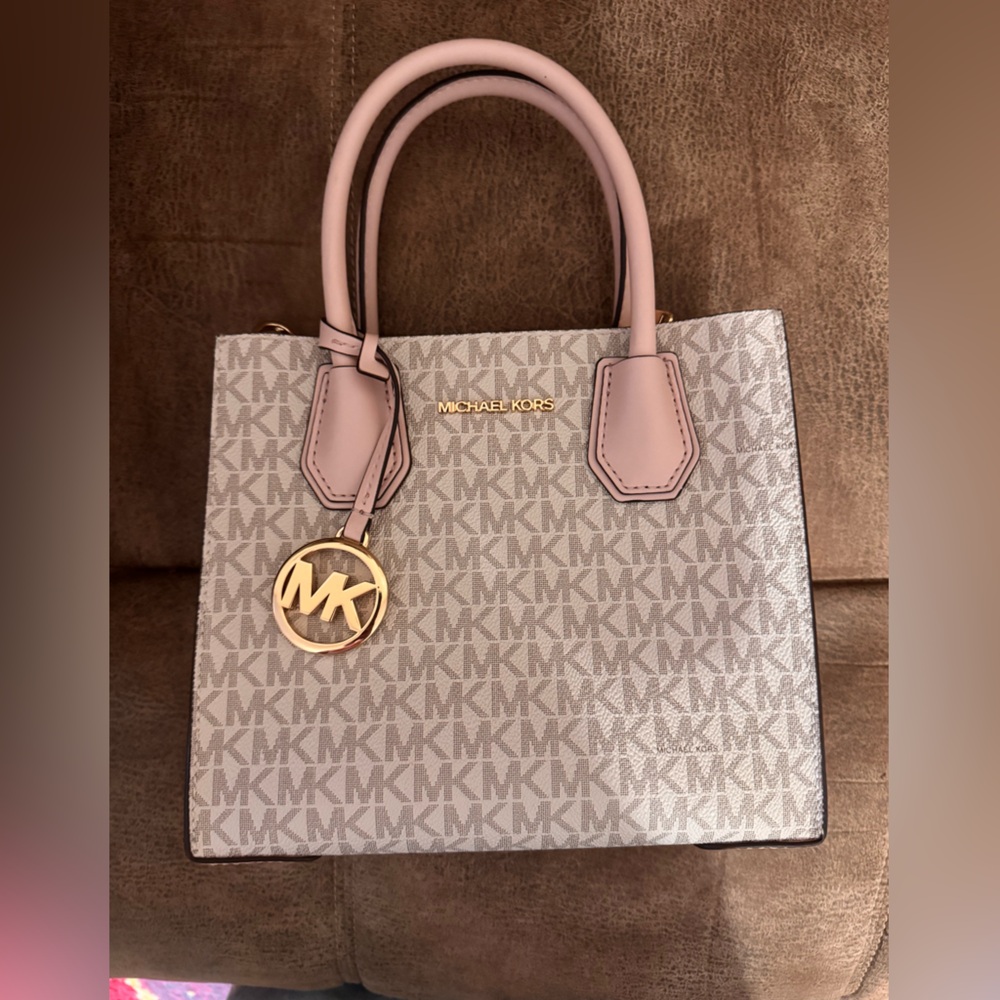 Michael Kors Beige and Pink Signature Tote